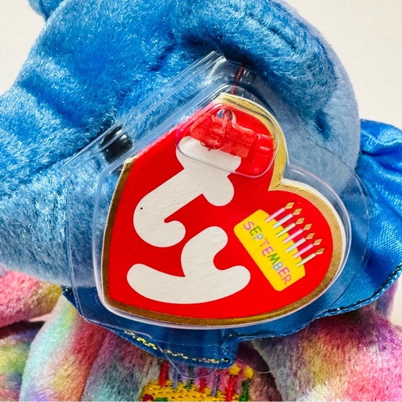 TY Birthday Beanie Baby Bear – September with Sapphire Nose & Tag (2001) - Picture 8 of 9